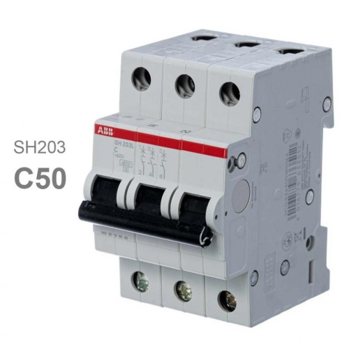 Автоматический выключатель ABB 3-полюсный SH203 C50 6кА (автомат электрический) 2CDS213001R0504