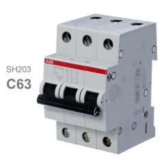 Автоматический выключатель ABB 3-полюсный SH203 C63 6кА (автомат электрический) 2CDS213001R0634