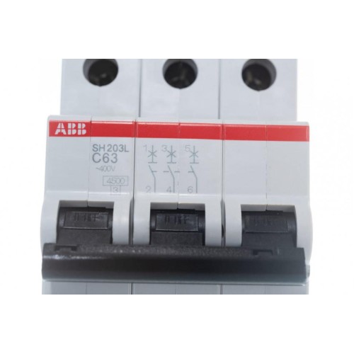 Автоматический выключатель ABB 3-полюсный SH203 C63 6кА (автомат электрический) 2CDS213001R0634