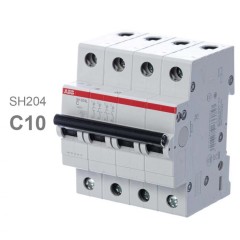 Автоматический выключатель ABB 4-полюсный SH204 C10 6кА (автомат электрический) 2CDS214001R0104