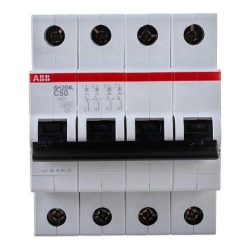 Автоматический выключатель ABB 4-полюсный SH204 C50 6кА (автомат электрический) 2CDS214001R0504