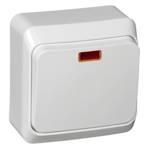 BA10-005B - ЭТЮД О/У 1-клавишный ВЫКЛЮЧАТЕЛЬ с подсветкой 10 АХ, БЕЛЫЙ, Россия, Systeme Electric