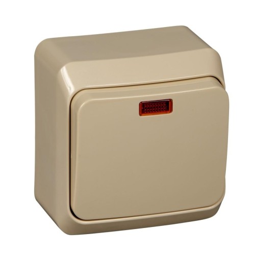 BA10-005K - ЭТЮД О/У 1-клавишный ВЫКЛЮЧАТЕЛЬ с подсветкой 10 АХ, КРЕМОВЫЙ, Россия, Systeme Electric