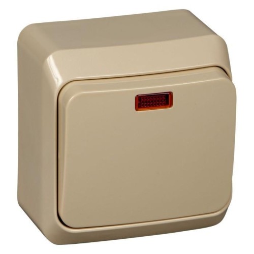 BA10-005K - ЭТЮД О/У 1-клавишный ВЫКЛЮЧАТЕЛЬ с подсветкой 10 АХ, КРЕМОВЫЙ, Россия, Systeme Electric