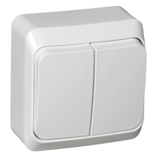 BA10-006B - ЭТЮД О/У 2-клавишный ВЫКЛЮЧАТЕЛЬ с подсветкой 10 АХ, БЕЛЫЙ, Россия, Systeme Electric