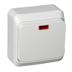 BA10-007B - ЭТЮД О/У 1-клавишный ПЕРЕКЛЮЧАТЕЛЬ с подсветкой 10 АХ, БЕЛЫЙ, Россия, Systeme Electric