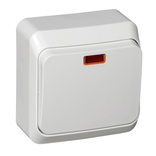 BA10-007B - ЭТЮД О/У 1-клавишный ПЕРЕКЛЮЧАТЕЛЬ с подсветкой 10 АХ, БЕЛЫЙ, Россия, Systeme Electric