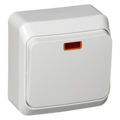 BA10-007B - ЭТЮД О/У 1-клавишный ПЕРЕКЛЮЧАТЕЛЬ с подсветкой 10 АХ, БЕЛЫЙ, Россия, Systeme Electric