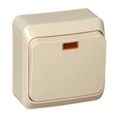 BA10-007K - ЭТЮД О/У 1-клавишный ПЕРЕКЛЮЧАТЕЛЬ с подсветкой 10 АХ, КРЕМОВЫЙ, Россия, Systeme Electric