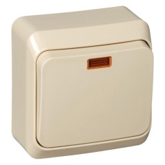 BA10-007K - ЭТЮД О/У 1-клавишный ПЕРЕКЛЮЧАТЕЛЬ с подсветкой 10 АХ, КРЕМОВЫЙ, Россия, Systeme Electric