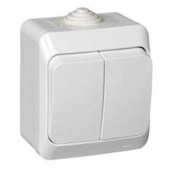 BA10-042B - ЭТЮД IP44 О/У 2-клавишный ВЫКЛЮЧАТЕЛЬ 10 АХ, БЕЛЫЙ, Россия, Systeme Electric