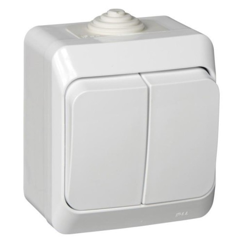 BA10-042B - ЭТЮД IP44 О/У 2-клавишный ВЫКЛЮЧАТЕЛЬ 10 АХ, БЕЛЫЙ, Россия, Systeme Electric