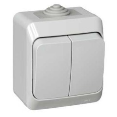 BA10-042C - ЭТЮД IP44 О/У 2-клавишный ВЫКЛЮЧАТЕЛЬ 10 АХ, СЕРЫЙ, Россия, Systeme Electric