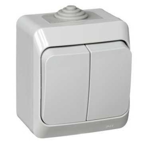 BA10-042C - ЭТЮД IP44 О/У 2-клавишный ВЫКЛЮЧАТЕЛЬ 10 АХ, СЕРЫЙ, Россия, Systeme Electric