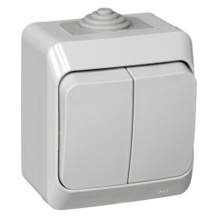 BA10-042C - ЭТЮД IP44 О/У 2-клавишный ВЫКЛЮЧАТЕЛЬ 10 АХ, СЕРЫЙ, Россия, Systeme Electric