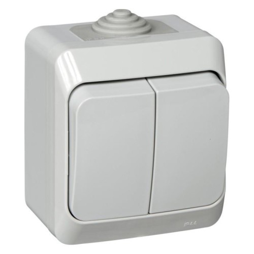 BA10-042C - ЭТЮД IP44 О/У 2-клавишный ВЫКЛЮЧАТЕЛЬ 10 АХ, СЕРЫЙ, Россия, Systeme Electric