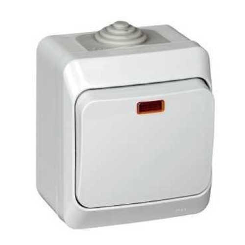 BA10-045C - ЭТЮД IP44 О/У 1-клавишный ВЫКЛЮЧАТЕЛЬ с подсветкой 10 АХ, СЕРЫЙ, Россия, Systeme Electric