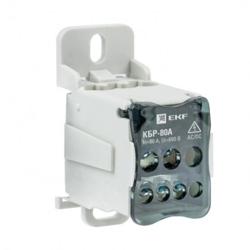 Блок распределительный КБР 80A на DIN-рейку и монтажную панель EKF PROxima plc-kbr80