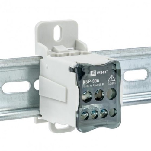 Блок распределительный КБР 80A на DIN-рейку и монтажную панель EKF PROxima plc-kbr80