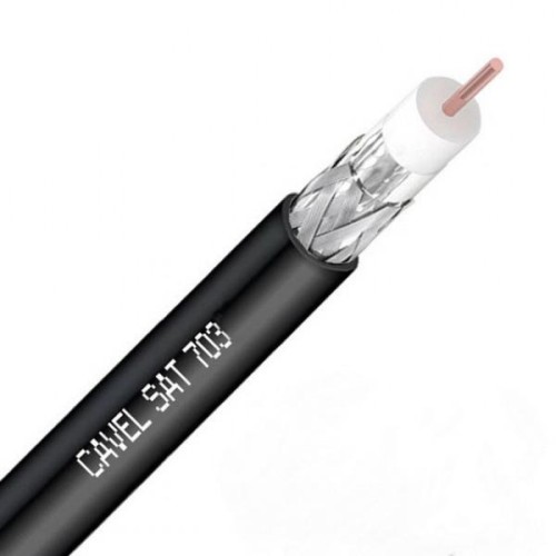 Кабель коаксиальный SAT 703 B 75 Ом Cu/Al/CuSn 75% черный бухта 100 м Cavel
