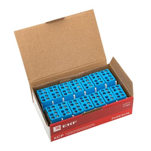 Клемма распределительная КСР 100А 2x25/2x16 с двойным винтом синяя EKF PROxima