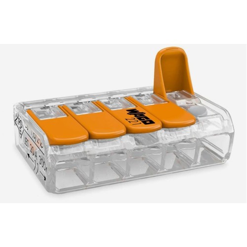 Клеммник WAGO 5 (одножильных или многожильных) х 0,08-4 мм 32A Cu [уп. 25шт] 221-415