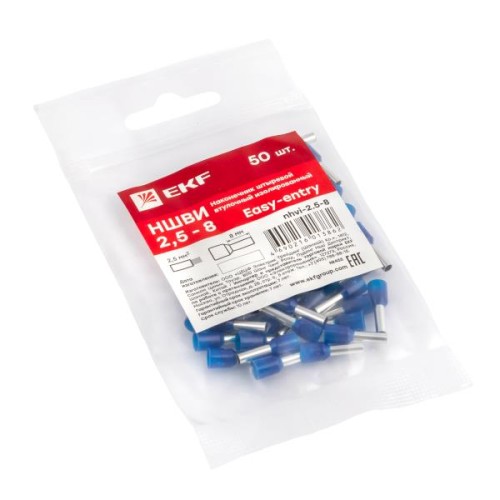 НШвИ 2,5-8 (100шт.) – наконечник штыревой втулочный изолированный EKF PROxima