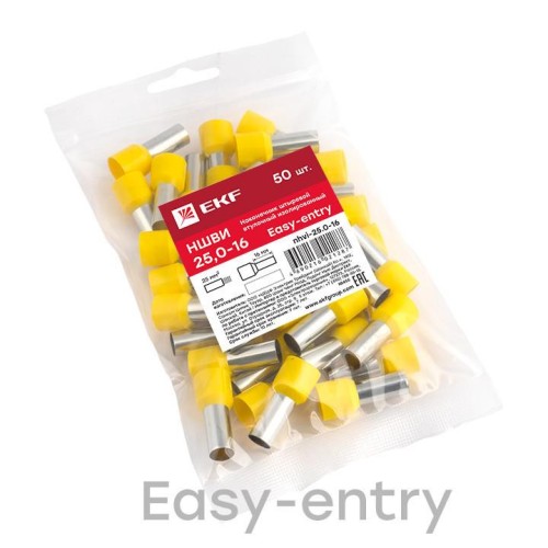 НШвИ 25,0-16 (100шт.) – наконечник штыревой втулочный изолированный EKF PROxima