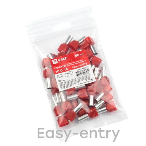 НШвИ(2) 10,0-14 (50шт.) - наконечник штыревой втулочный изолированный НШвИ(2) 10,0-14 (50шт.) EKF PROxima, nhvi2-10,0-14