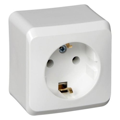 PA16-003B - ЭТЮД О/У РОЗЕТКА с заземлением без шторок 16А 250В, БЕЛЫЙ, Россия, Systeme Electric