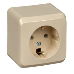 PA16-003K - ЭТЮД О/У РОЗЕТКА с заземлением без шторок 16А 250B, КРЕМОВЫЙ, Россия, Systeme Electric