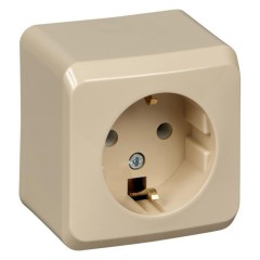 PA16-003K - ЭТЮД О/У РОЗЕТКА с заземлением без шторок 16А 250B, КРЕМОВЫЙ, Россия, Systeme Electric