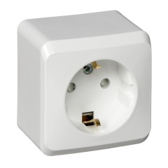 PA16-004B - ЭТЮД О/У РОЗЕТКА с заземлением со шторками 16А 250В, БЕЛЫЙ, Россия, Systeme Electric