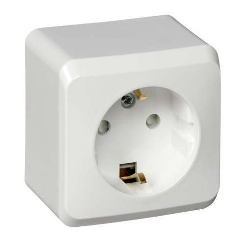 PA16-004B - ЭТЮД О/У РОЗЕТКА с заземлением со шторками 16А 250В, БЕЛЫЙ, Россия, Systeme Electric