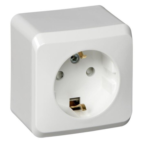 PA16-004B - ЭТЮД О/У РОЗЕТКА с заземлением со шторками 16А 250В, БЕЛЫЙ, Россия, Systeme Electric