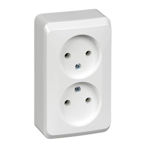 PA16-005B - ЭТЮД О/У двойная РОЗЕТКА без заземления без шторок 16А 250B, БЕЛЫЙ, Россия, Systeme Electric