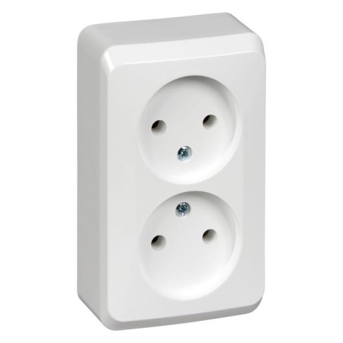 PA16-005B - ЭТЮД О/У двойная РОЗЕТКА без заземления без шторок 16А 250B, БЕЛЫЙ, Россия, Systeme Electric