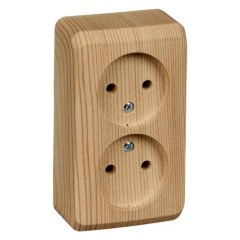 PA16-005D - ЭТЮД О/У двойная РОЗЕТКА без заземления без шторок 16А 250B, СОСНА, Россия, Systeme Electric