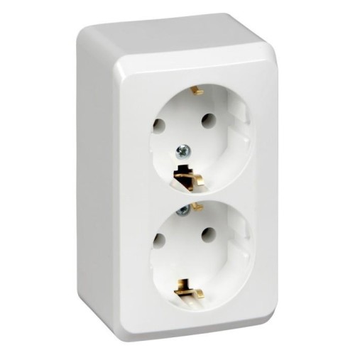 PA16-007B - ЭТЮД О/У двойная РОЗЕТКА с заземлением без шторок 16А 250B, БЕЛЫЙ, Россия, Systeme Electric