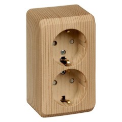 PA16-008D - ЭТЮД О/У двойная РОЗЕТКА с заземлением со шторками 16А 250B, СОСНА, Россия, Systeme Electric