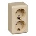 PA16-008K - ЭТЮД О/У двойная РОЗЕТКА с заземлением со шторками 16А 250B, КРЕМОВЫЙ, Россия, Systeme Electric