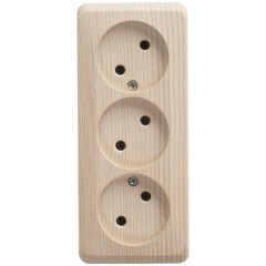 PA16-009D - ЭТЮД О/У тройная РОЗЕТКА без заземления без шторок 16А 250В, СОСНА, Россия, Systeme Electric