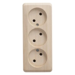 PA16-009D - ЭТЮД О/У тройная РОЗЕТКА без заземления без шторок 16А 250В, СОСНА, Россия, Systeme Electric