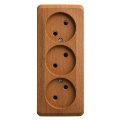 PA16-009T - ЭТЮД О/У тройная РОЗЕТКА без заземления без шторок 16А 250В, БУК, Россия, Systeme Electric