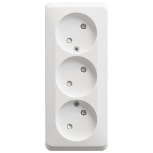 PA16-010B - ЭТЮД О/У тройная РОЗЕТКА без заземления со штороками 16А 250В, БЕЛЫЙ, Россия, Systeme Electric