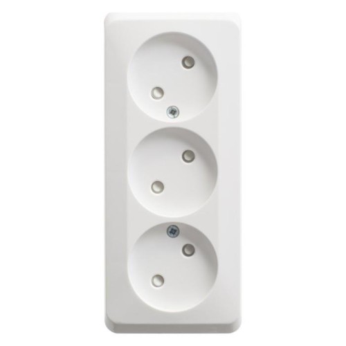 PA16-010B - ЭТЮД О/У тройная РОЗЕТКА без заземления со штороками 16А 250В, БЕЛЫЙ, Россия, Systeme Electric