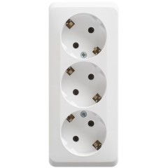 PA16-011B - ЭТЮД О/У тройная РОЗЕТКА с заземлением без шторок 16А 250В, БЕЛЫЙ, Россия, Systeme Electric