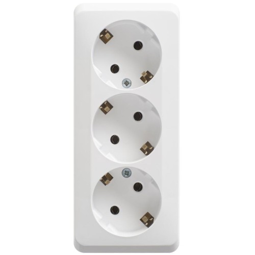 PA16-011B - ЭТЮД О/У тройная РОЗЕТКА с заземлением без шторок 16А 250В, БЕЛЫЙ, Россия, Systeme Electric