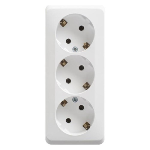 PA16-011B - ЭТЮД О/У тройная РОЗЕТКА с заземлением без шторок 16А 250В, БЕЛЫЙ, Россия, Systeme Electric