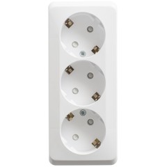 PA16-012B - ЭТЮД О/У тройная РОЗЕТКА с заземлением со шторками 16А 250В, БЕЛЫЙ, Россия, Systeme Electric